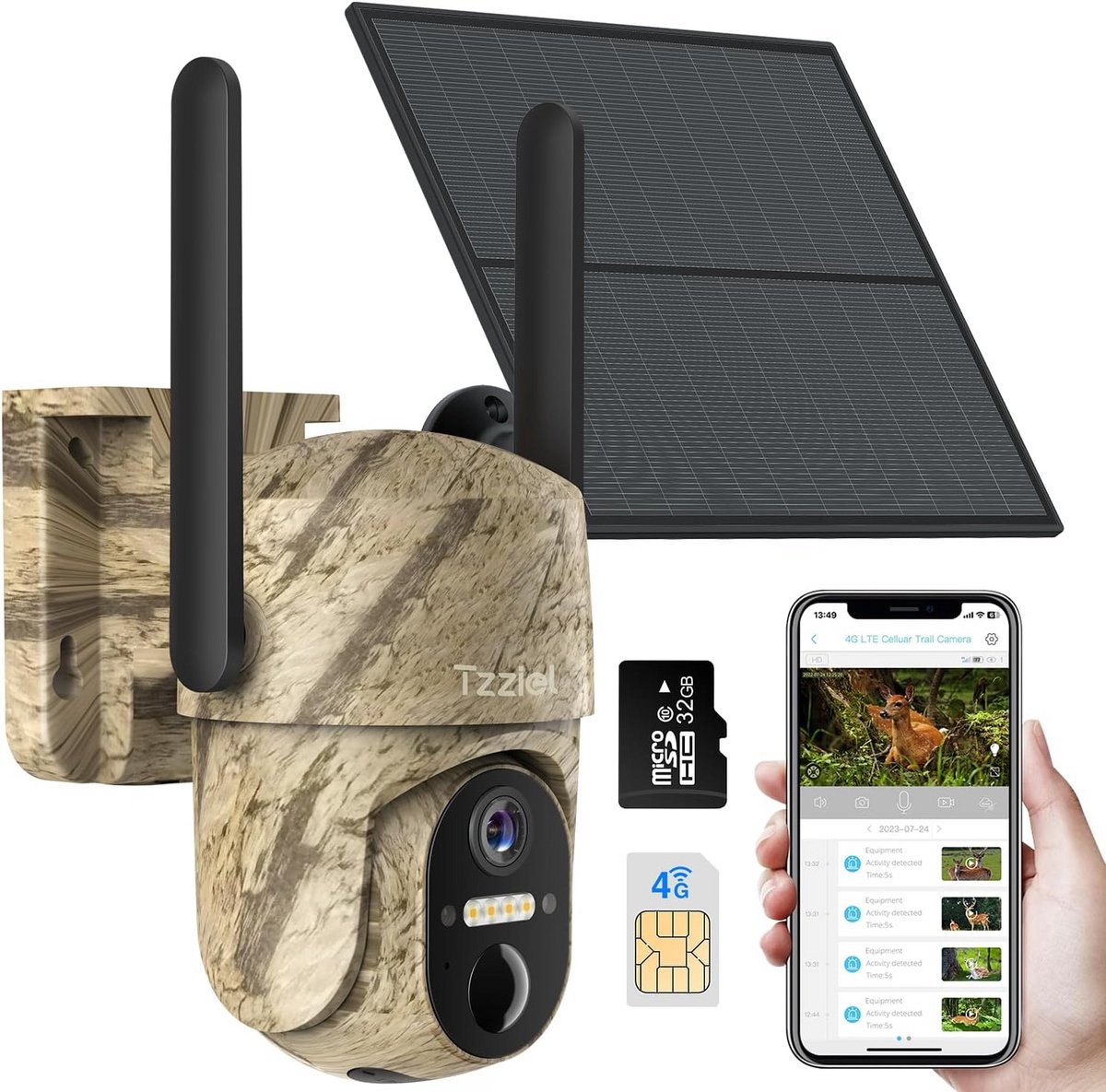 4G Solar Wildcamera Buiten | Bewegingssensor & Nachtzicht | Geen Wifi Nodig