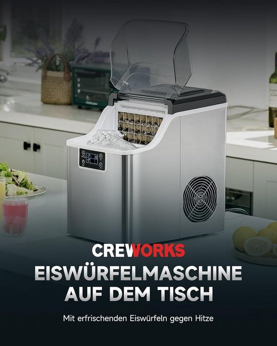 IJsblokjesmachine RVS 22 kg/24u met Zelfreiniging - Compact Tafelmodel — afbeelding 4