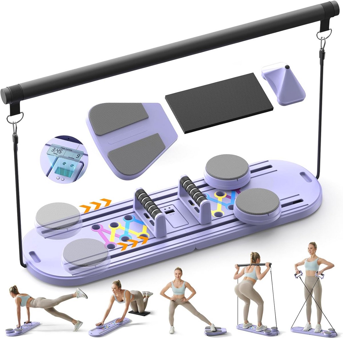 Multifunctionele Pilates & Buikspier Trainer, Inklapbaar Core Trainingsapparaat voor Thuis