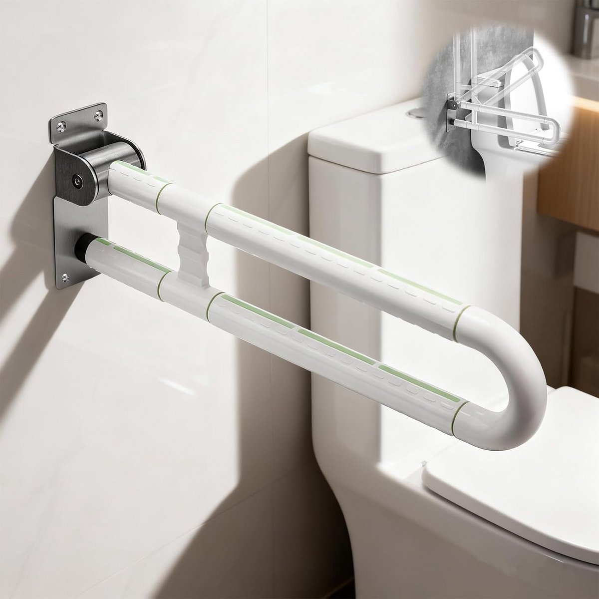 Opvouwbare Toiletbeugel voor Senioren en Mindervaliden - RVS, Wit
