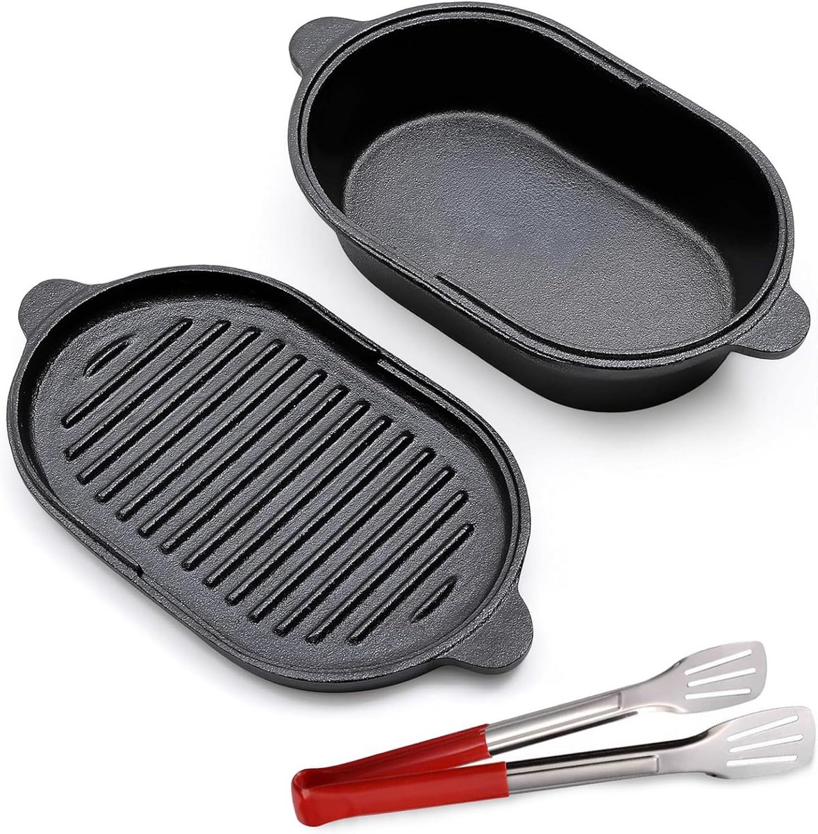 Ovale Gietijzeren Pan met Deksel - 23 cm Broodbakvorm en Braadpan (2 Liter)