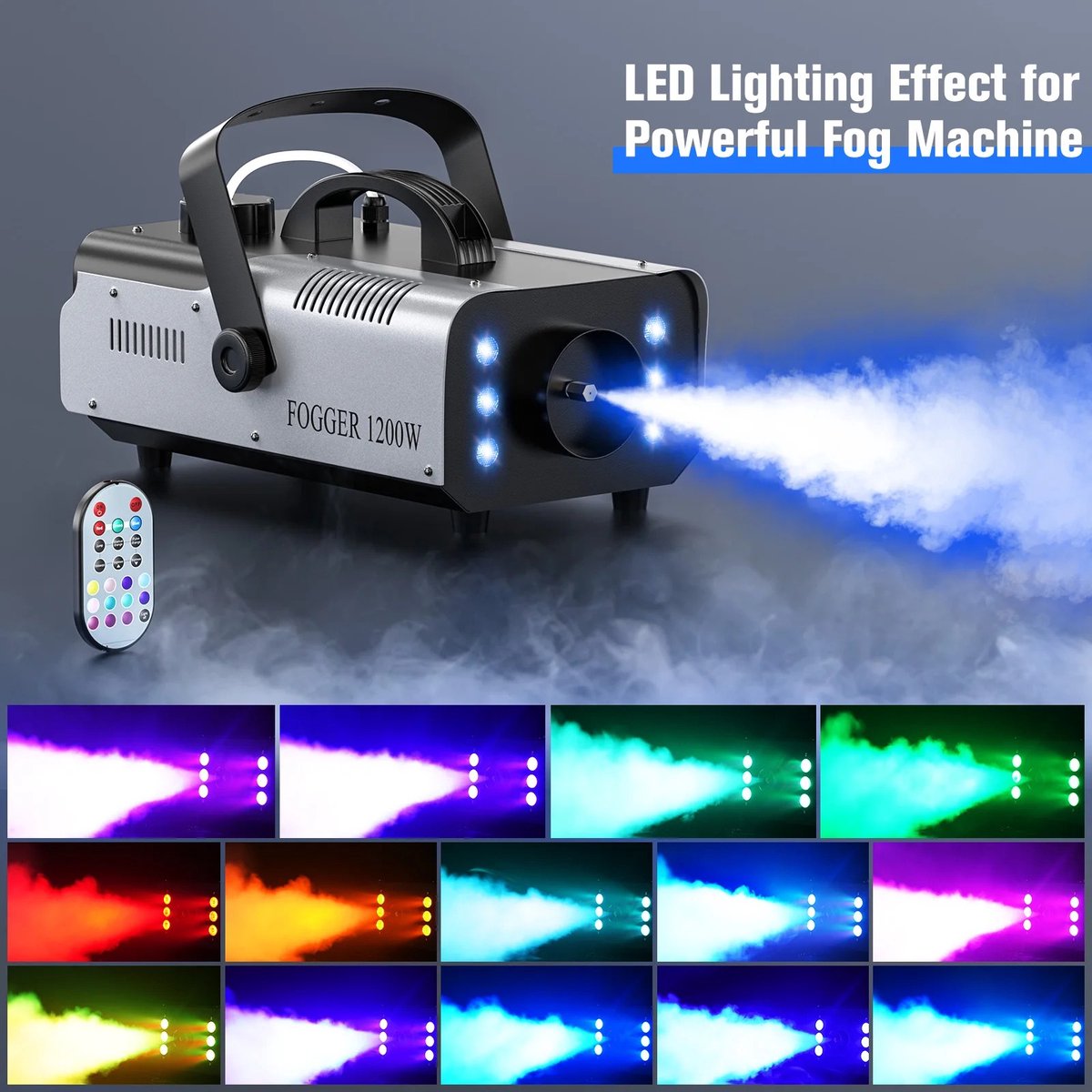 Zolara Rookmachine - met LED - Geïntegreerde podiumverlichting - Krachtige rookproductie - Rook machine - Feestartikelen - 1200W - DJ -