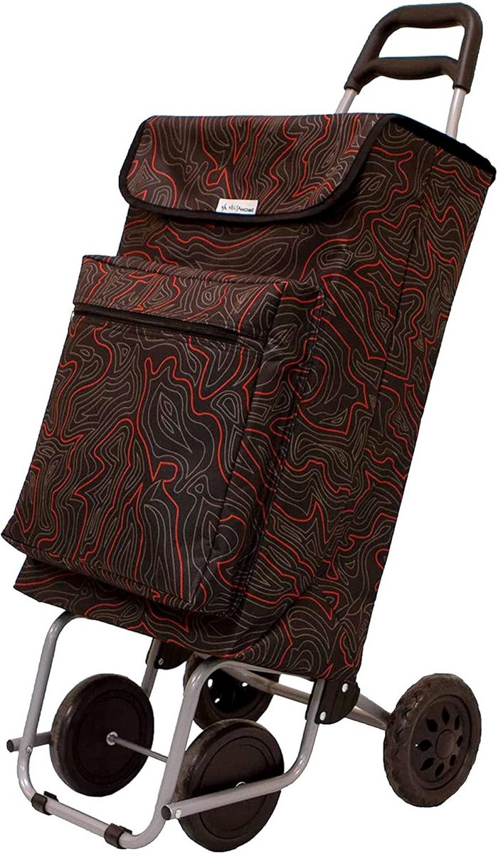 Boodschappentrolley met 4 Wielen en Thermovak - Duurzame Winkelwagen 48L