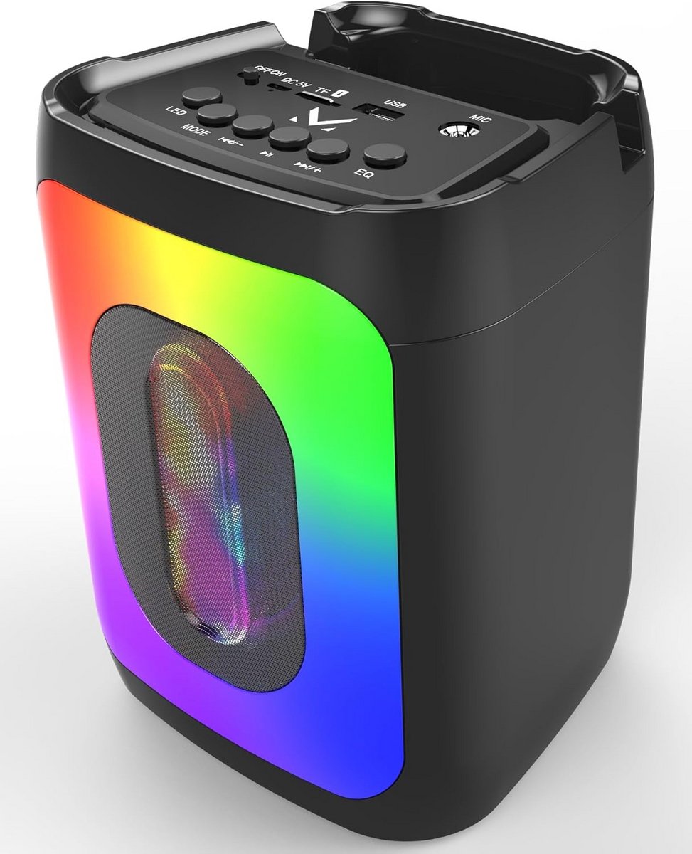 Draagbare Bluetooth Speaker met 9 LED Lichtshows en Oplaadbare Batterij