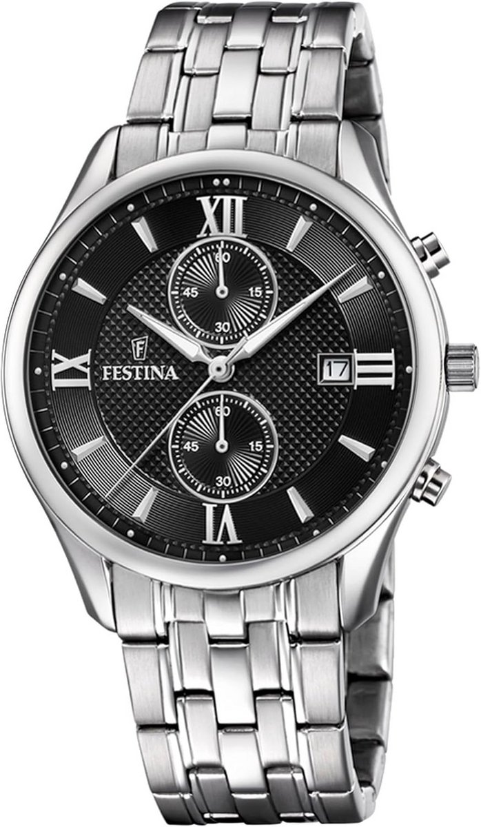 Heren Chronograaf Horloge Zilver RVS Band Analoog Quartz Tijd Klok