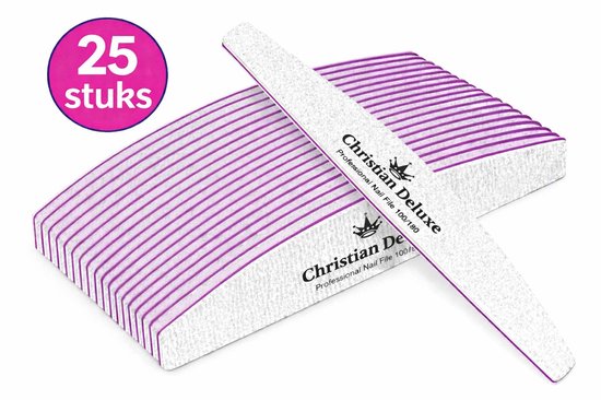 Christian Deluxe® Professionele Nagelvijlen - 25 stuks - Nagelvijl - Moon 100/180 - Nagelverzorging - Top Kwaliteit