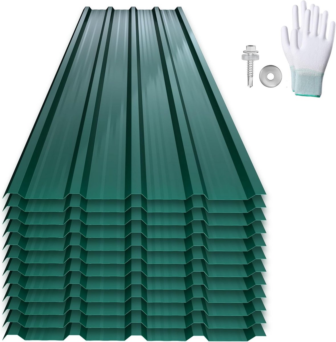 12x Golfplaten Dakbedekking - Gegalvaniseerd Staal - Trapeze Profiel - Inclusief Schroeven