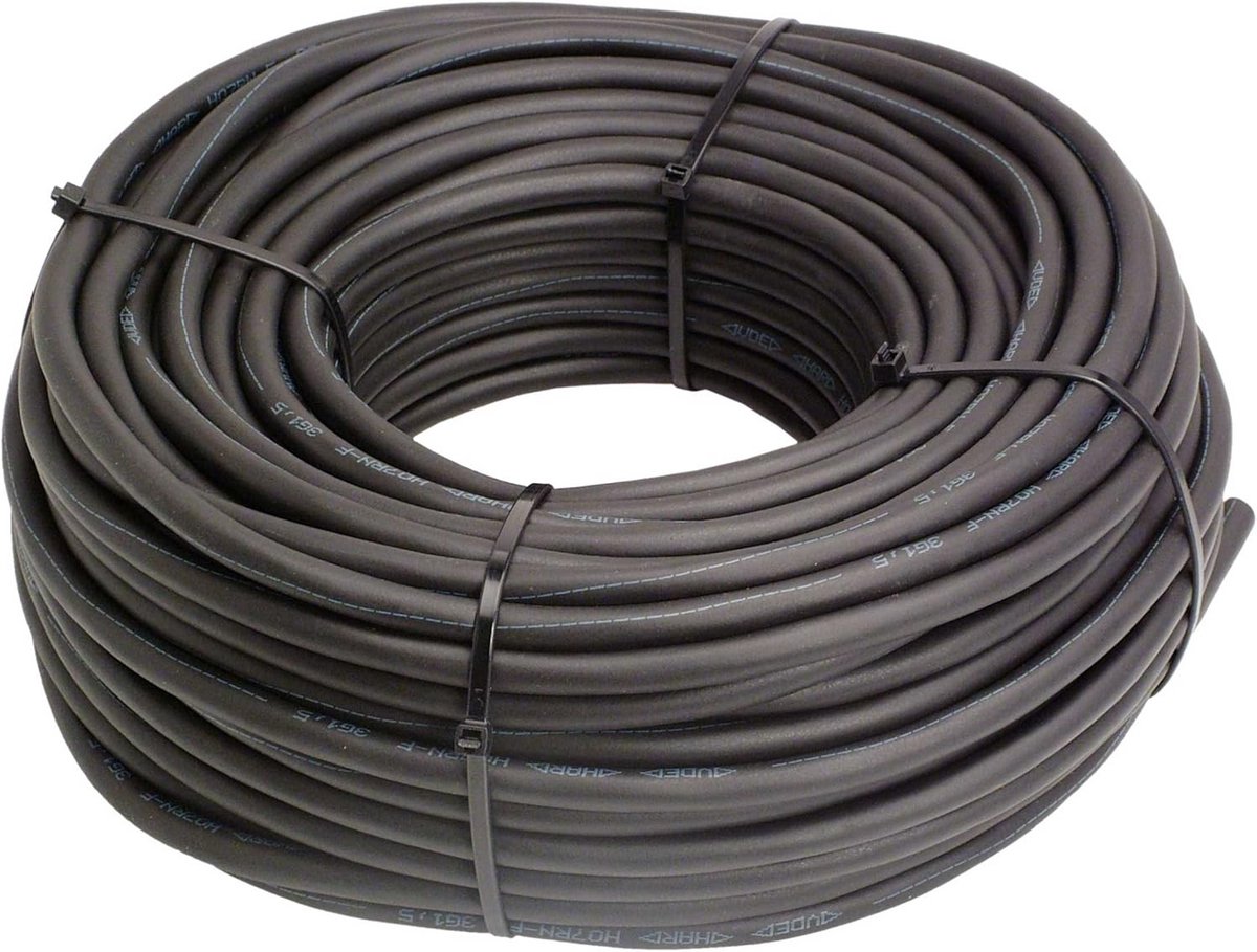 Zware Rubberkabel 50 Meter H07RN-F 3G2.5 Zwart IP44 voor Bouw en Buiten