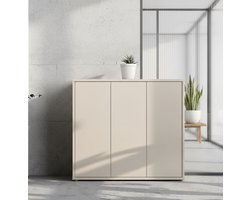 Alice Springs Luxe Schoenenkast – 3 Portes, 8 Étagères – Beige Cachemire – 109x99x35 cm – Meuble à chaussures pour Entrée & Couloir - House&Garden