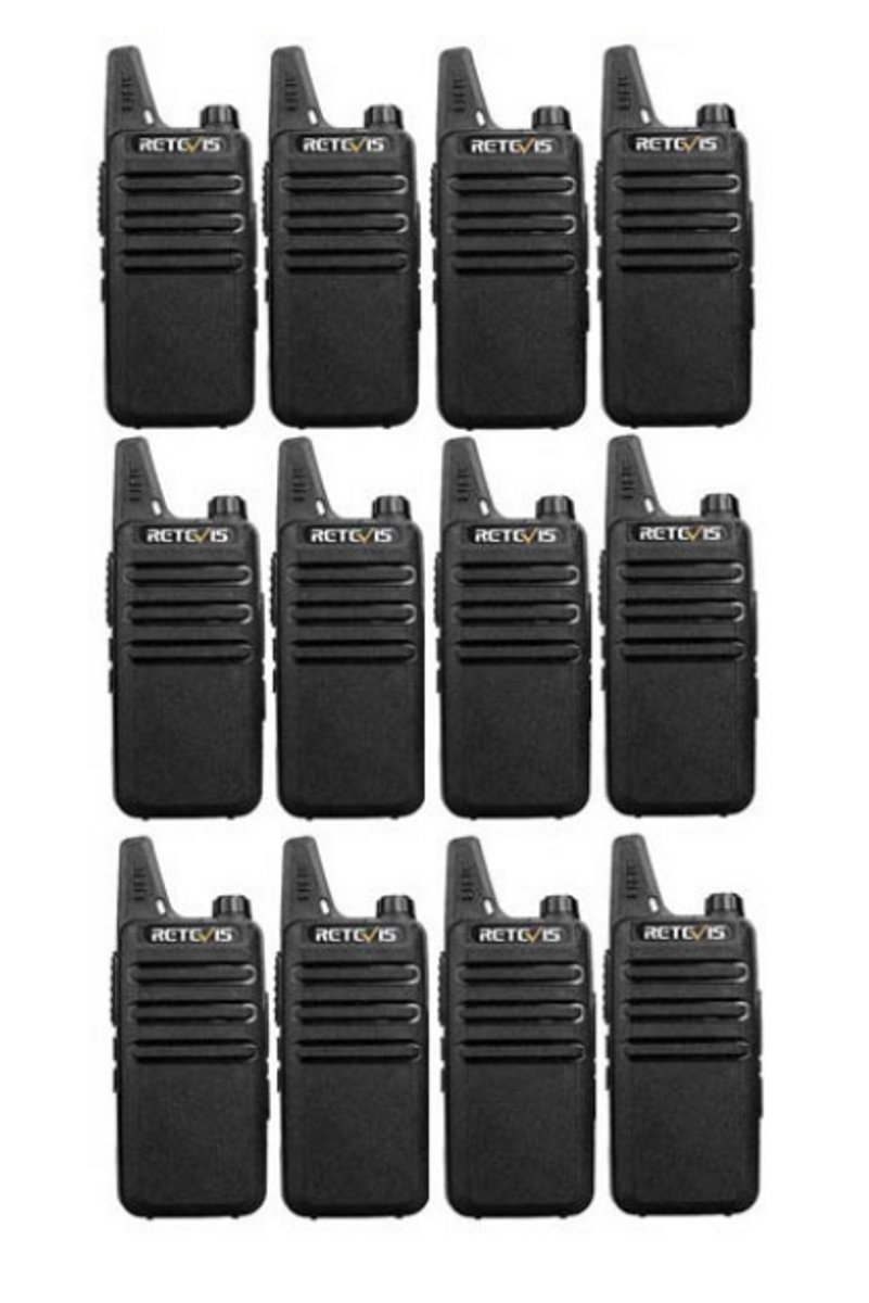 Set van 12 Retevis RT622 vergunning vrije UHF mini portofoons PMR446