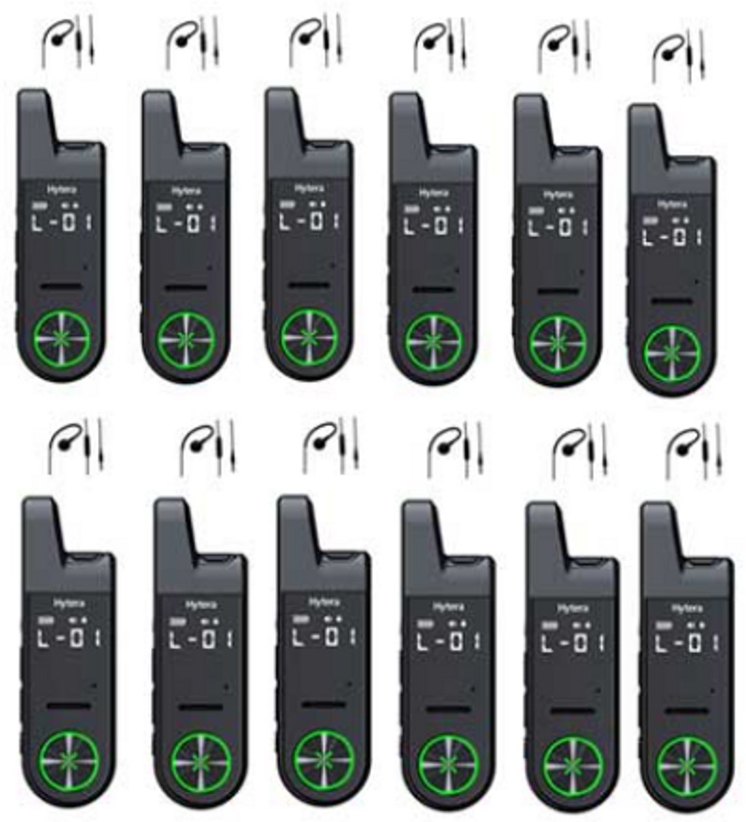 Set van 12 Hytera S1 mini LF portofoon vergunningvrij PMR446 met G-shape oortje