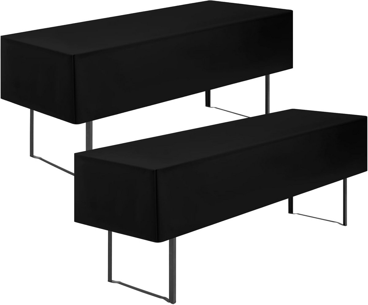 Set van 2 Premium Bierbankhoezen Tafelkleed 3/8 Lengte Zwart Waterdicht