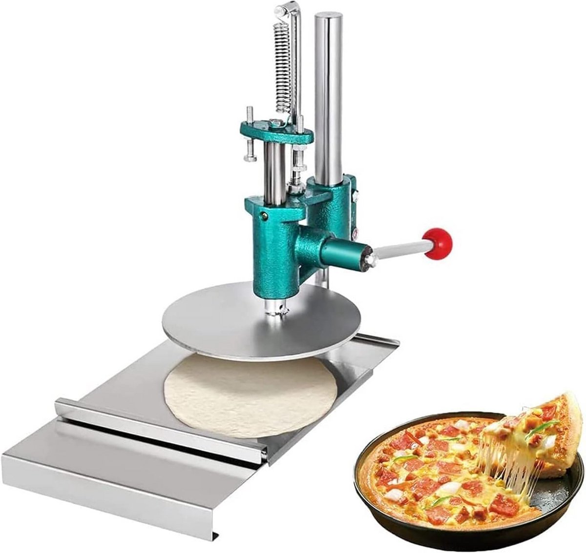 Handmatige Deegroller Persmachine voor Pizza en Banket - RVS