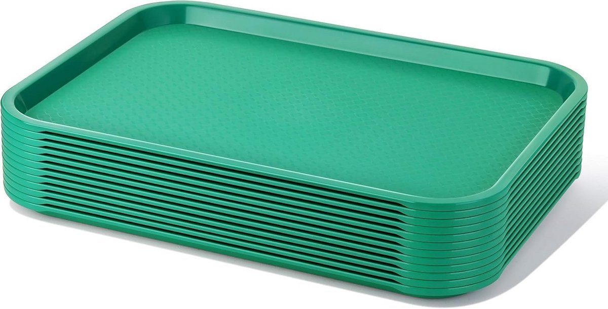 Set van 12 Groene Serveerbladen voor Fastfood en Snacks - 30x40 cm