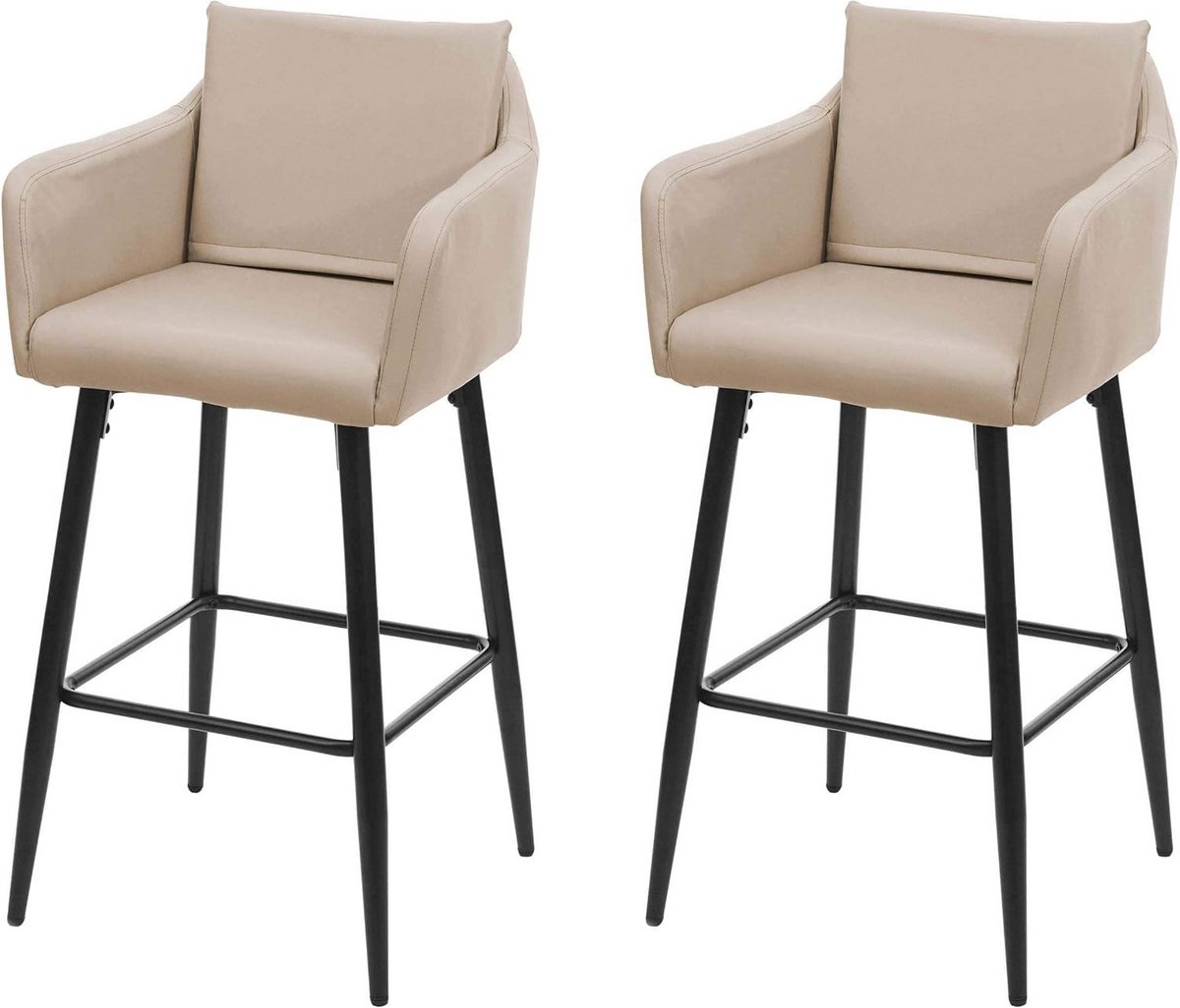 Set van 2 verhoogde barkrukken met metalen voetsteun en kunstleren bekleding