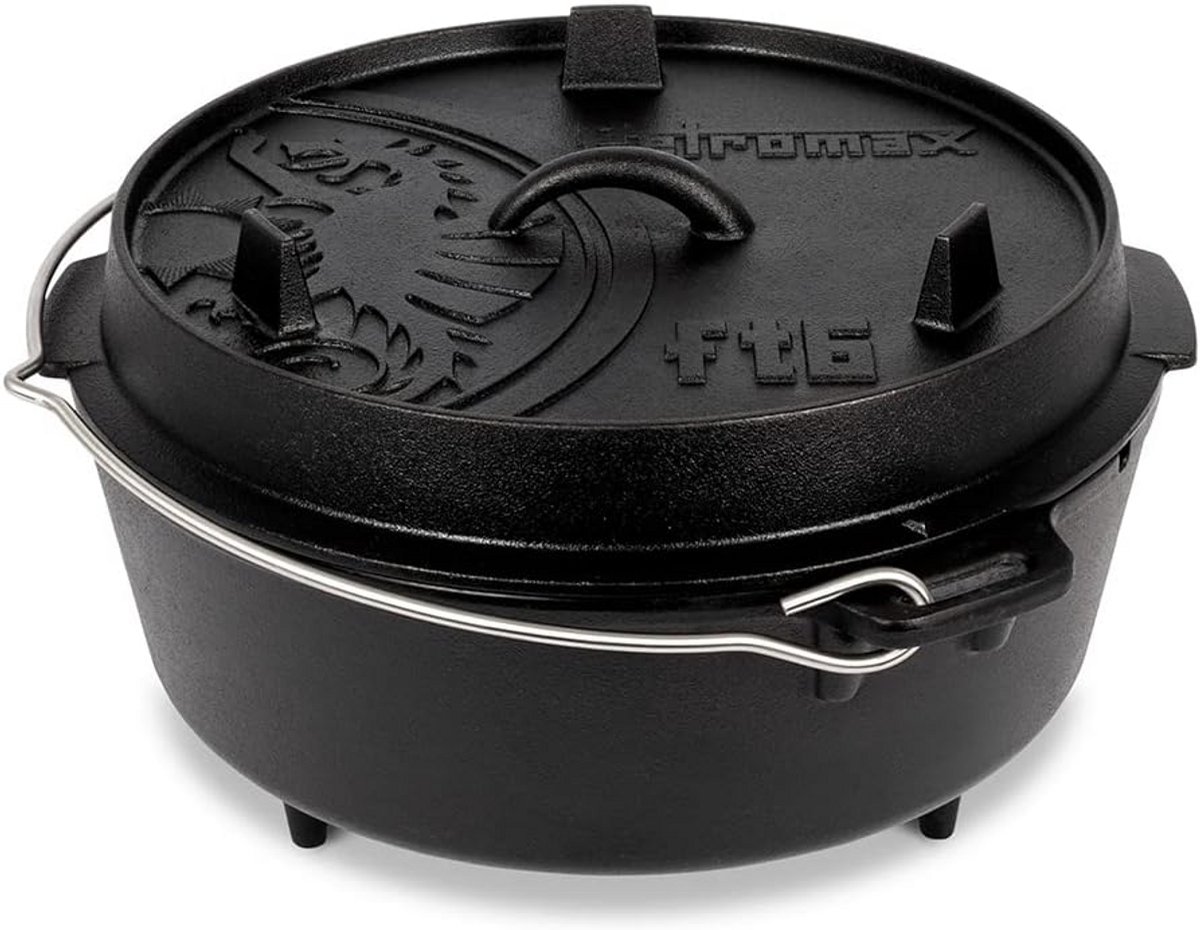 Gietijzeren ronde bakvorm 5,7 liter voor oven en buitenkoken