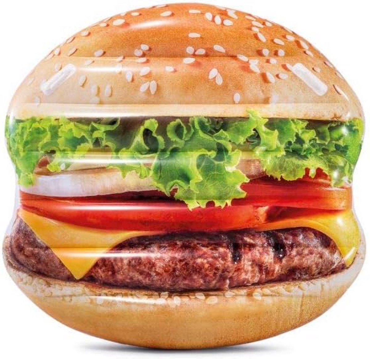 Hamburger Opblaasbed met Handvatten, 135 x 127 cm - Kleurrijk en Duurzaam Vinyl voor Buiten