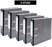 SOHO - Ordner A4 - 2-rings - D-mechaniek - 80 mm Rug - Karton - Gewolkt - Grijpring - Grijs - 5 Stuks