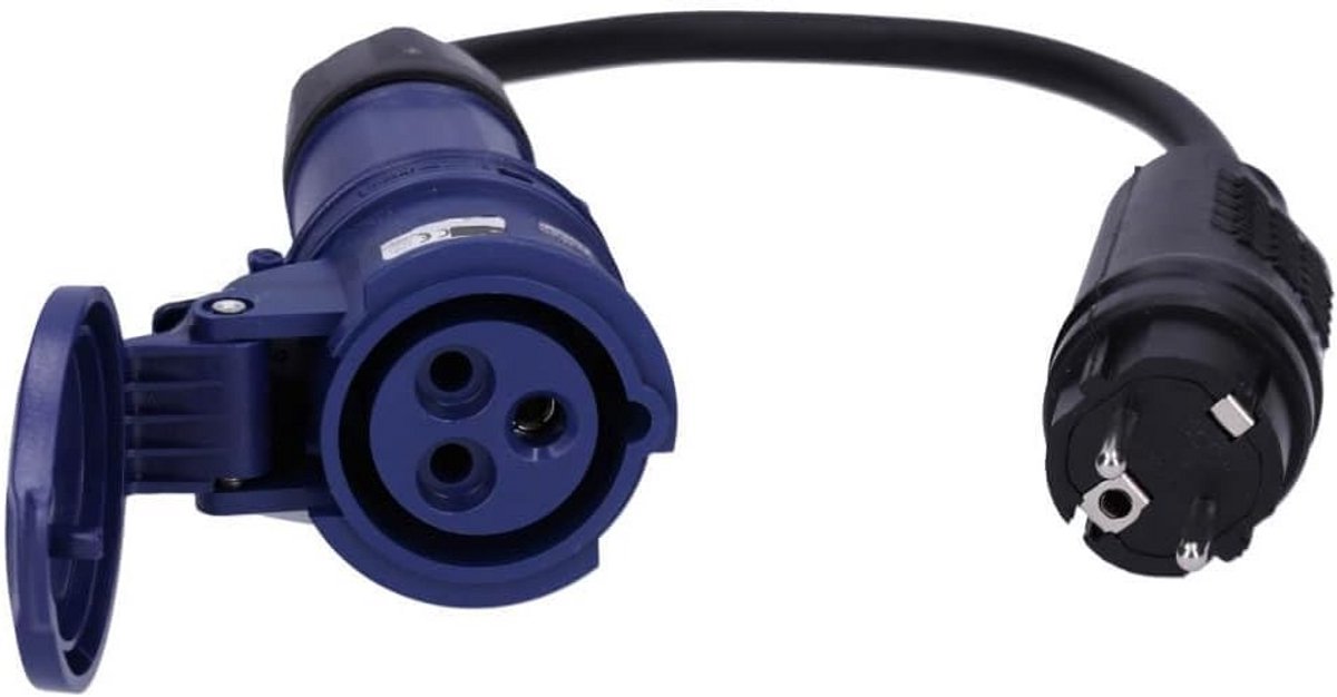 CEE-adapterkabel voor Camping en Caravan met Geaarde Stekker 230V 16A