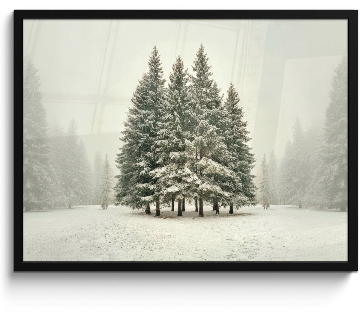 FrameYourWall Poster in lijst - Fotolijst 70x50 cm - Posters - Bomen - Sneeuw - Wit - Posterlijst zwart - Decoratie - Wanddecoratie woonkamer - Muurdecoratie slaapkamer