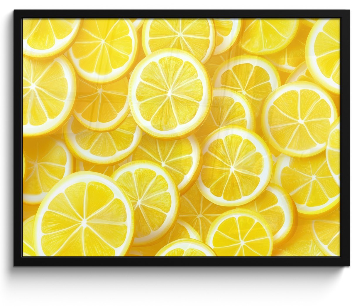 FrameYourWall Poster in lijst - Fotolijst 70x50 cm - Posters - Citroenen - Geel - Zomers - levendig - Posterlijst zwart - Decoratie - Wanddecoratie woonkamer - Muurdecoratie slaapkamer Multicolor