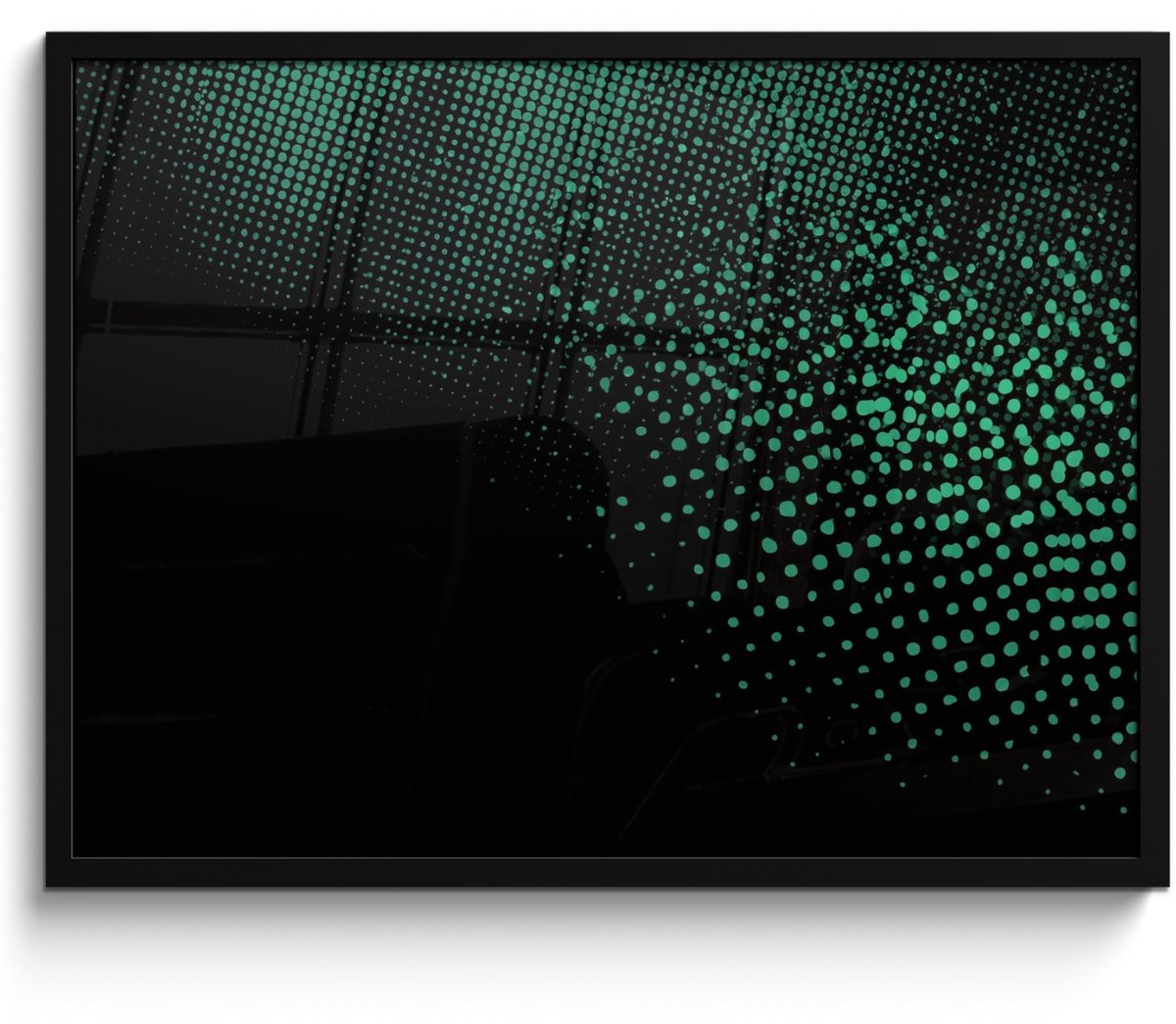 FrameYourWall Poster in lijst - Fotolijst 70x50 cm - Posters - Gaming - Stippen - Groen - Vervagen - Posterlijst zwart - Decoratie - Wanddecoratie woonkamer - Muurdecoratie slaapkamer