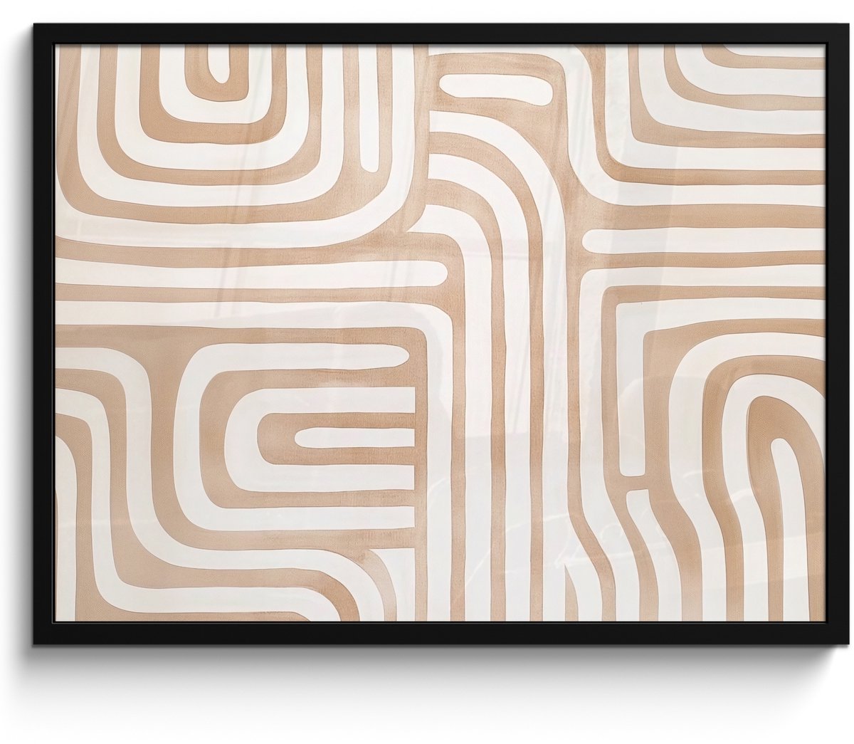 FrameYourWall Poster in lijst - Fotolijst 70x50 cm - Posters - Aardetinten - Labyrintpatroon - Posterlijst zwart - Decoratie - Wanddecoratie woonkamer - Muurdecoratie slaapkamer