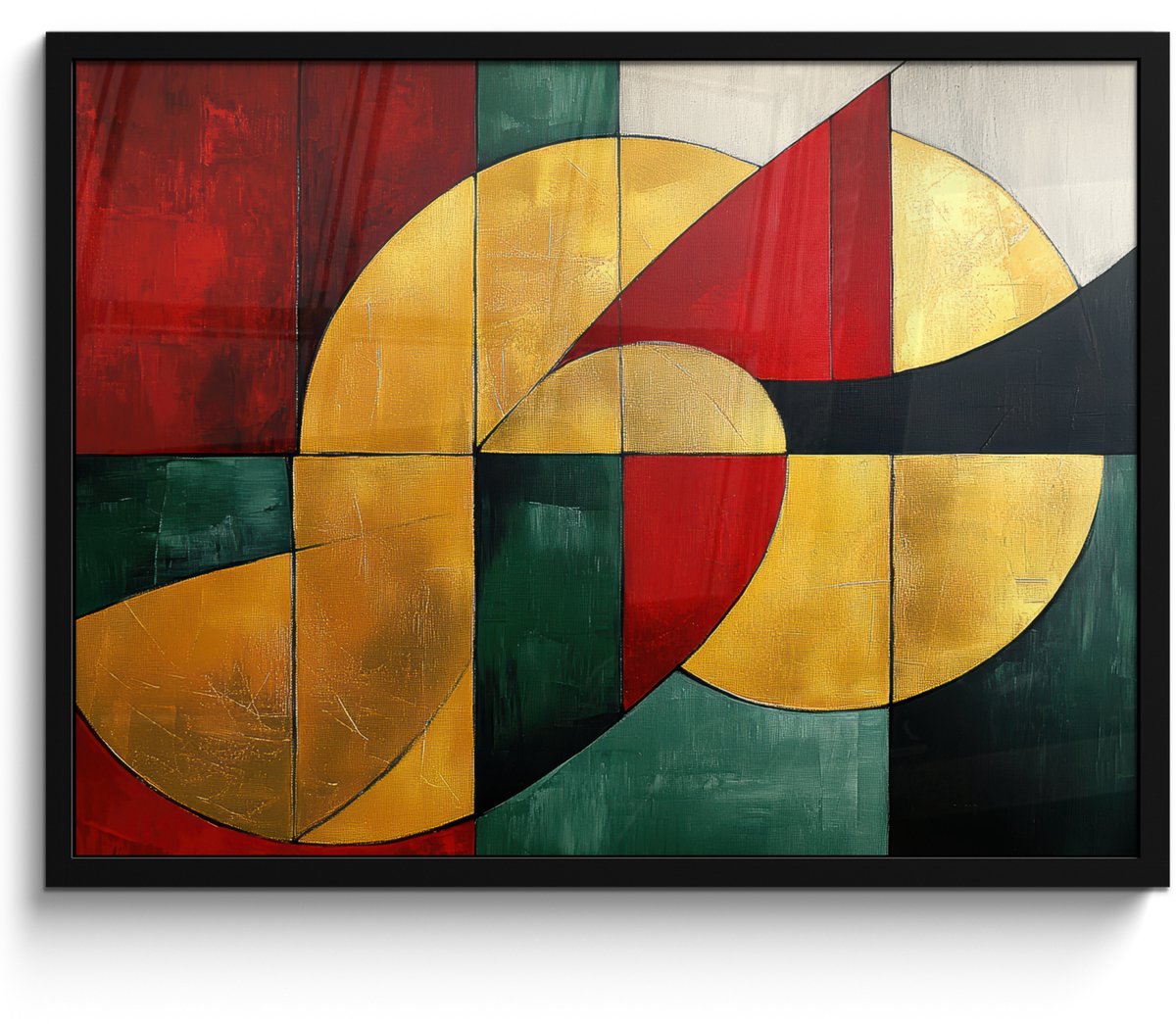 FrameYourWall Poster in lijst - Fotolijst 70x50 cm - Posters - Abstract - Kerst - Goud - Rood - Groen - Posterlijst zwart - Decoratie - Wanddecoratie woonkamer - Kerstdecoratie voor binnen - Kerstversiering - Kerstmis versiering in huis - Kerstaccessoires