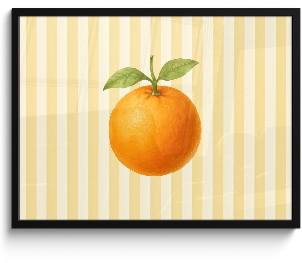 FrameYourWall Poster in lijst - Fotolijst 70x50 cm - Posters - Sinaasappel - Strepen - Oranje - Zomers - Posterlijst zwart - Decoratie - Wanddecoratie woonkamer - Muurdecoratie slaapkamer Multicolor