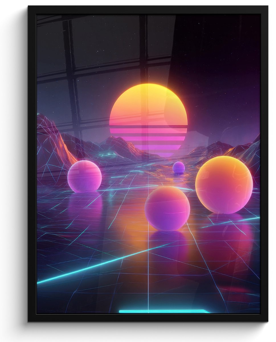 FrameYourWall Poster in lijst - Fotolijst 50x70 cm - Posters - Landschap - Bergen - Bollen - Licht - Posterlijst zwart - Decoratie - Wanddecoratie woonkamer - Muurdecoratie slaapkamer