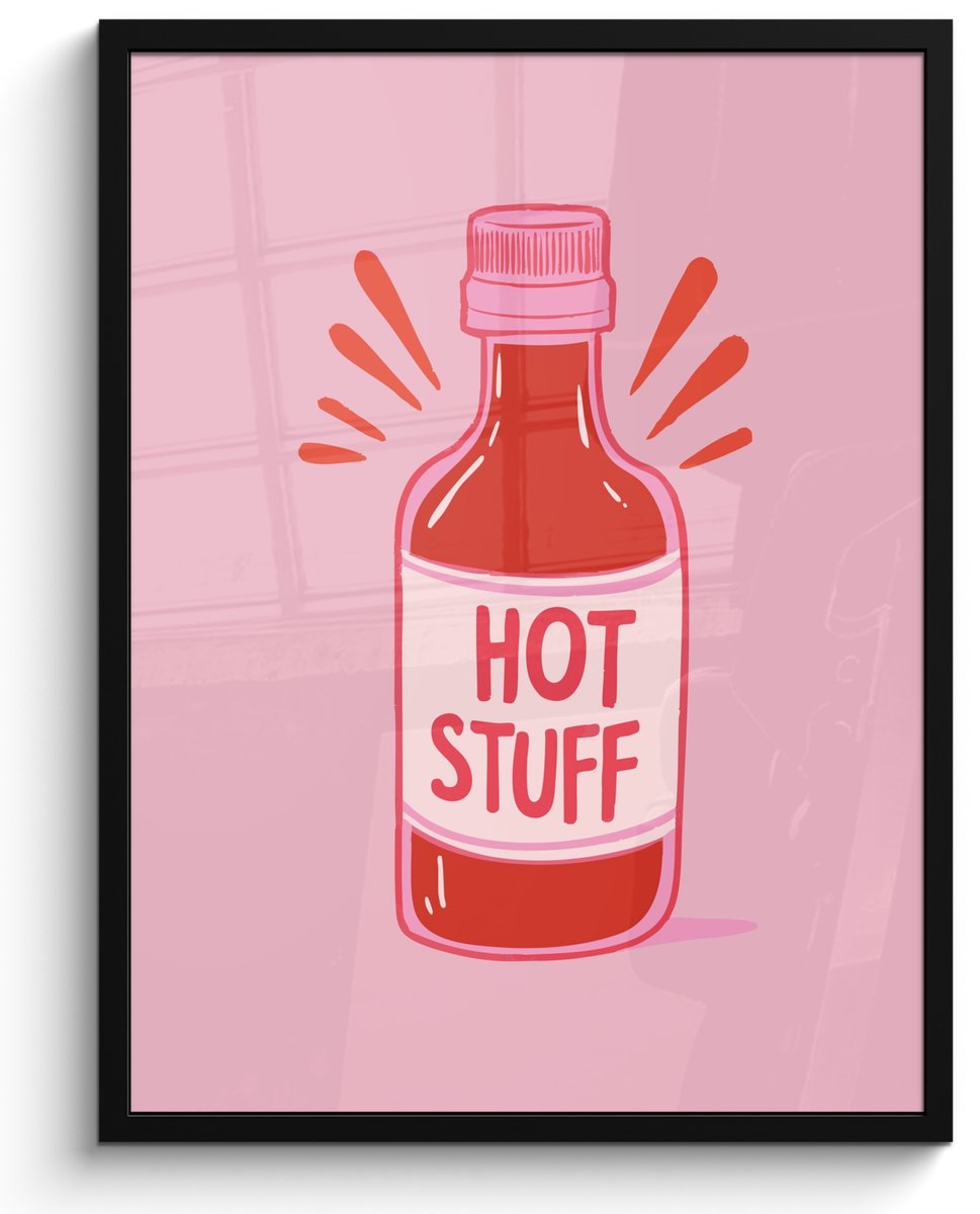 FrameYourWall Fotolijst inclusief poster - Posterlijst 50x70 cm - Posters - Pittig - Rood - Saus - Grafisch - Foto in lijst - Keuken decoratie muur - Wanddecoratie accessoires - Muurdecoratie - Schilderijen