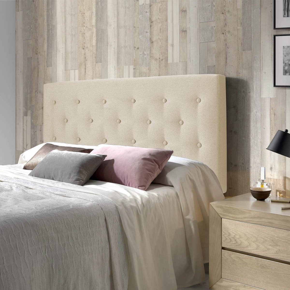 Gewatteerd Hoofdbord Beige voor Bedden 160 cm Breed - Scandinavische Stijl