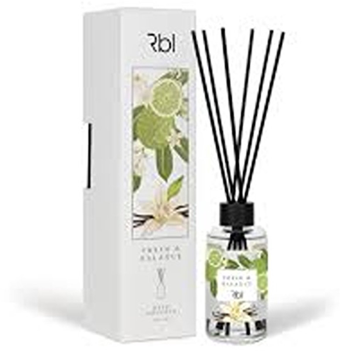 Rebul Fresh & Balance Reed Diffuser – 100 ml – Luxe Geurstokjes – Citrus & Vanille – Interieurparfum – Navulbaar