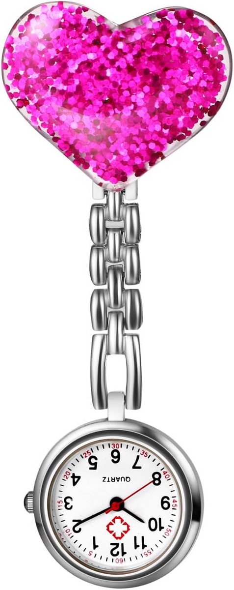 Zakhorloge voor Verpleegkundigen met Hartmotief en Clip - Eenvoudig Afleesbare Horloge voor Dokters en Zorgpersoneel