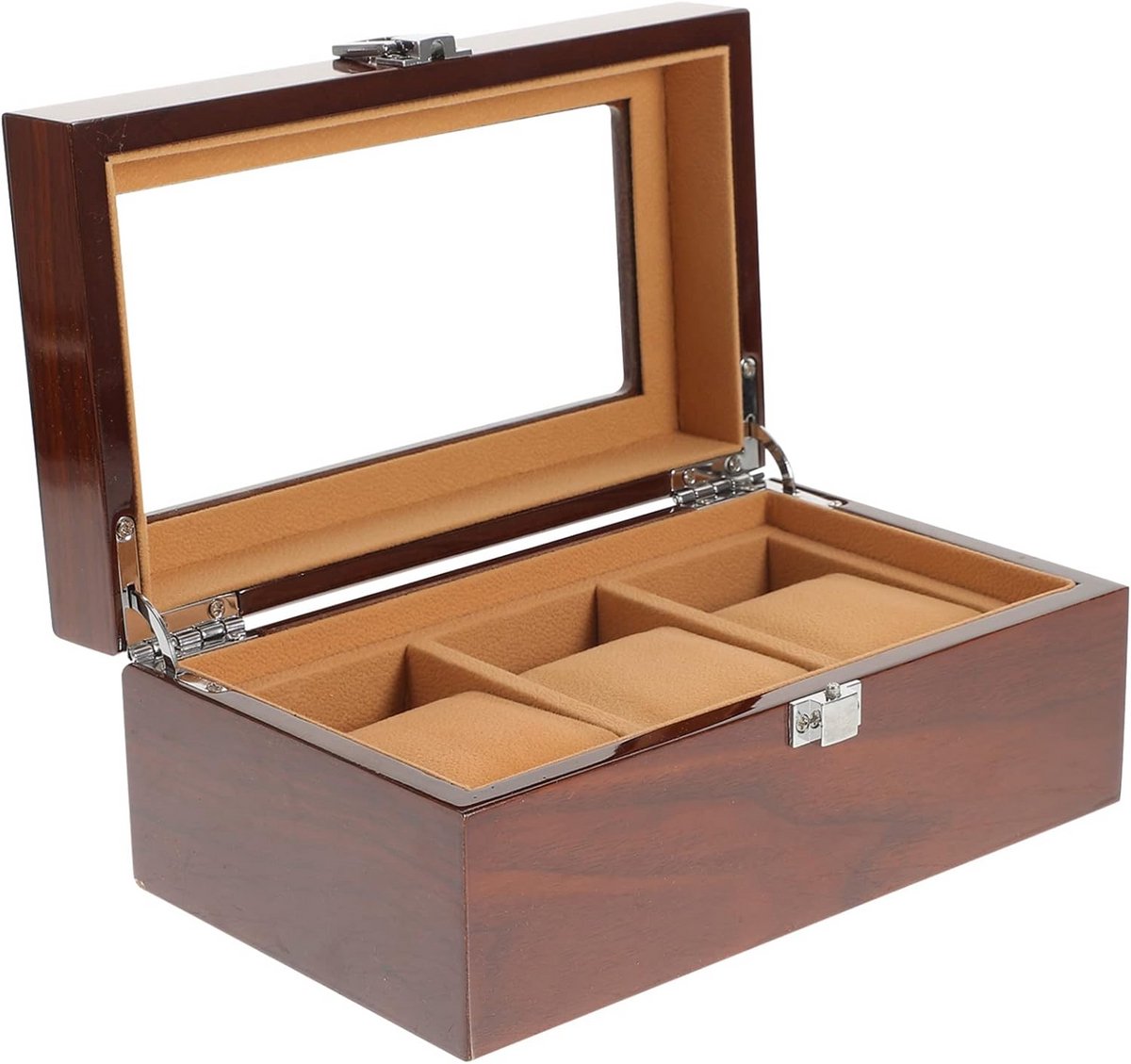 Houten horlogebox voor 3 horloges - stofvrij opbergen en presenteren