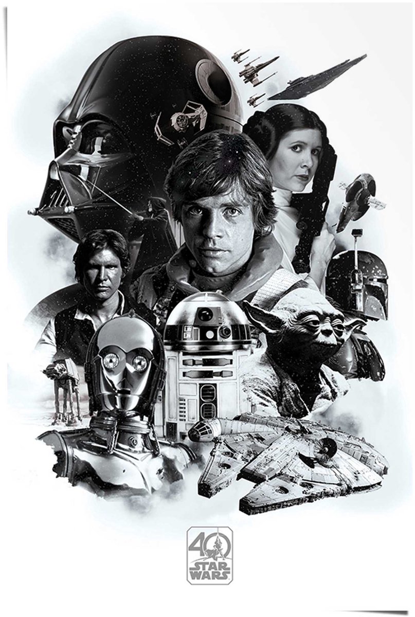 REINDERS Poster Star Wars 40th Anniversary - 91,5 x 61 - Papier - REINDERS zwart