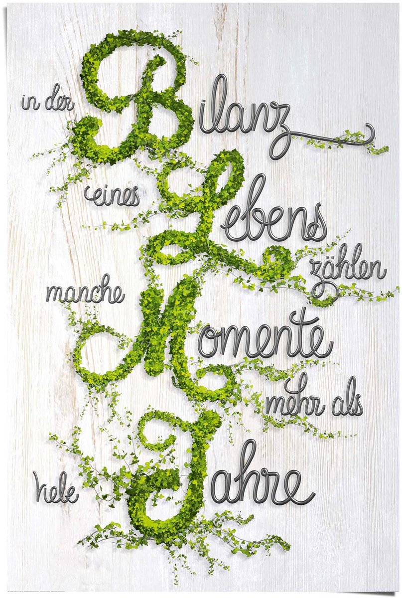 REINDERS Poster Bilanz des Lebens - 91,5 x 61 - Papier - REINDERS groen