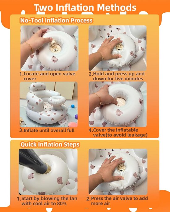 Opblaasbare Baby Stoel met Eetblad en Lade voor Zitten Leren (3-36 Maanden) van Merkloos — afbeelding 5