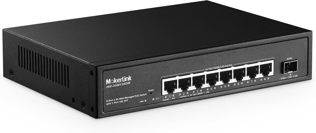 8-Poorts 2.5G Gigabit PoE+ Netwerk Switch met 10G SFP Uplink | Web Managed & Fanless