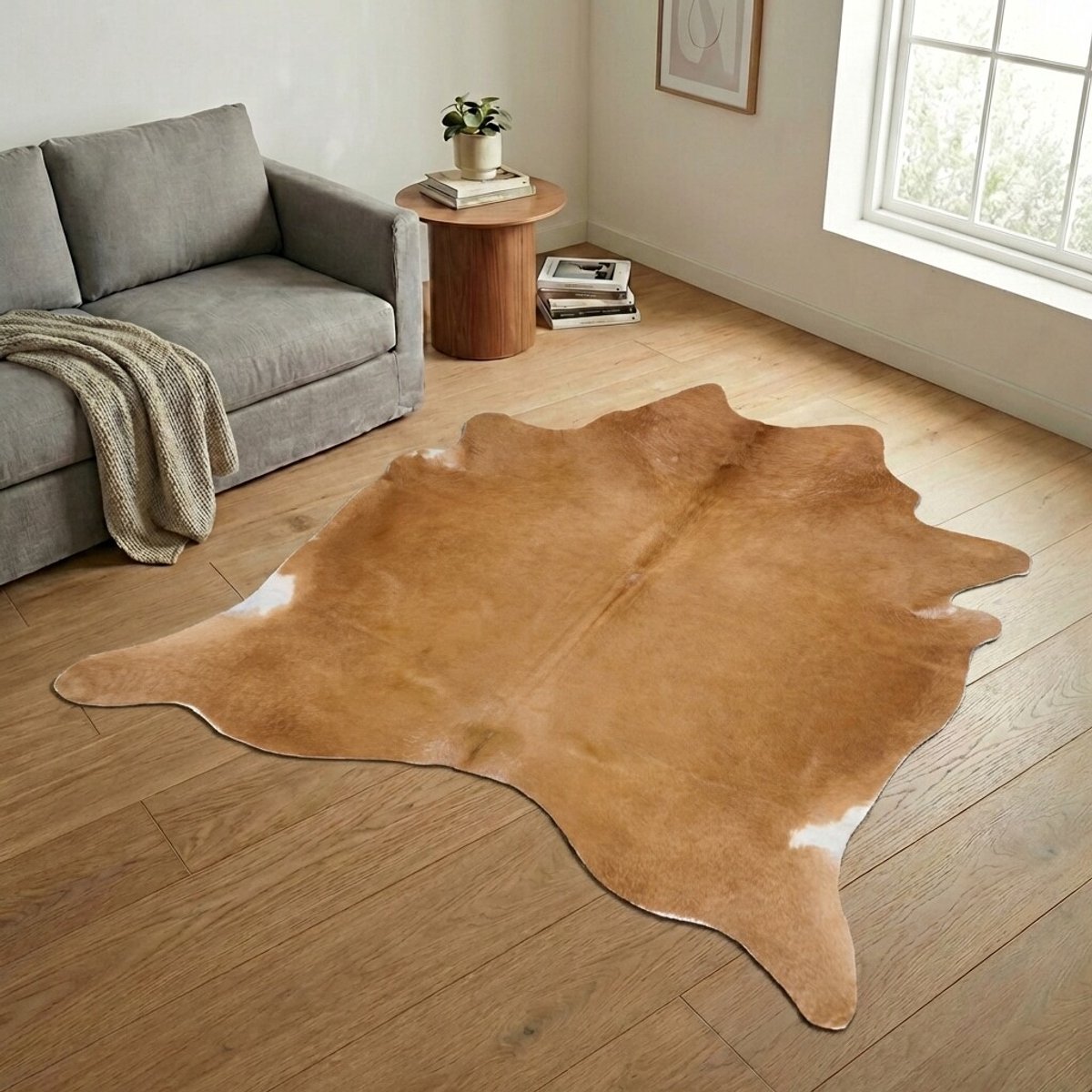 Koeienhuid Vloerkleed XL (Groot) - Bruin-wit - 236 x 230 cm - Koeienkleed / Koeienvel / Dierenvel / Dierenhuid / Koehuid Tapijt