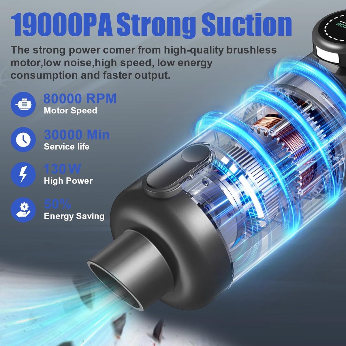 Abkantoor Draadloze Kruimeldief 19.000Pa met HEPA Filter - afbeelding 3