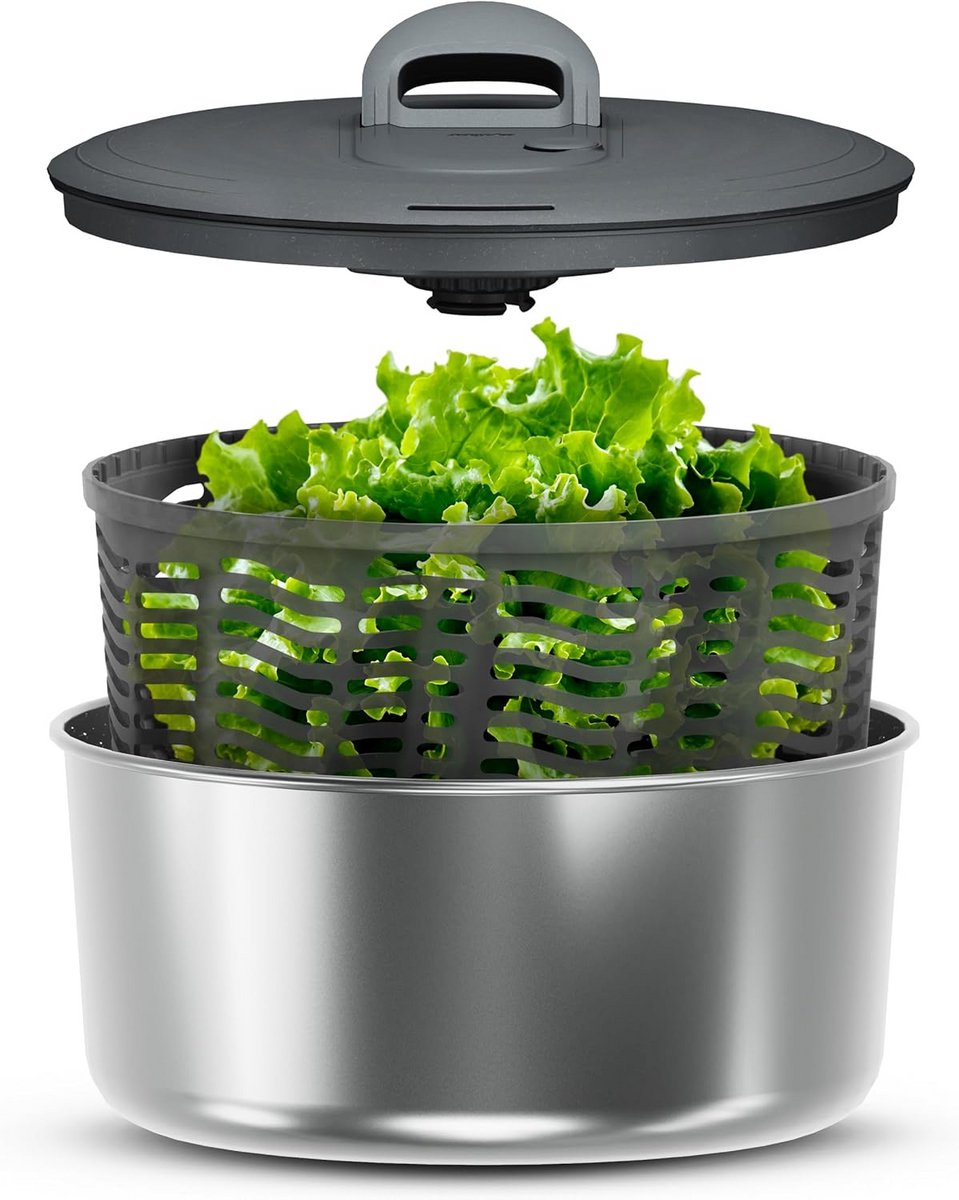 Grote Salade Centrifuge RVS - Efficiënt Drogen van Groenten en Fruit