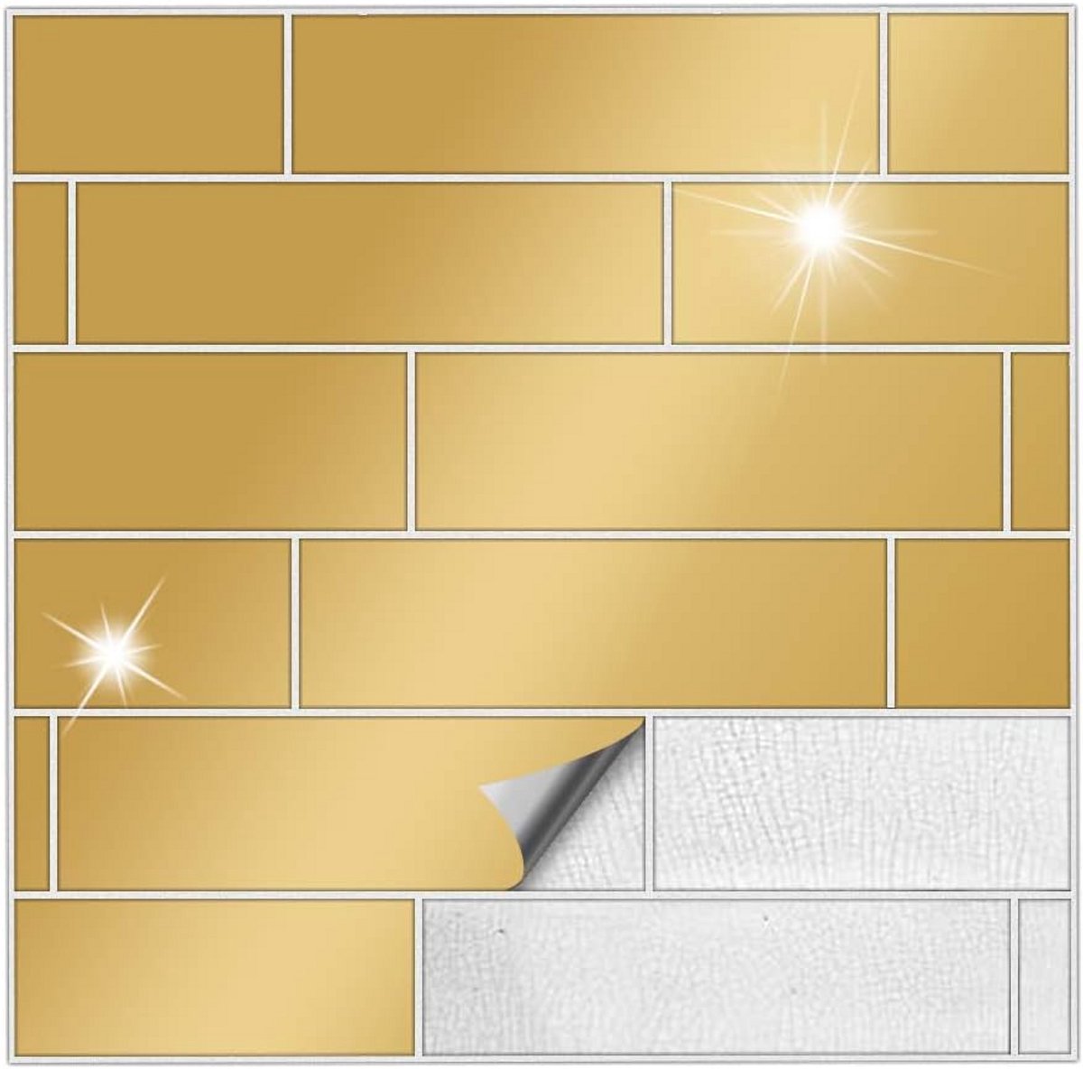 Glanzende Gouden Tegelstickers - Zelfklevende Patroonstickers voor Wandtegels