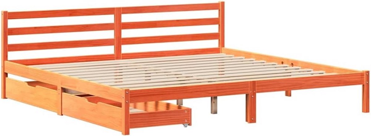 Massief Grenenhouten Bedframe met Lades 180x200 cm - 2 Persoons Slaapkamer Meubel