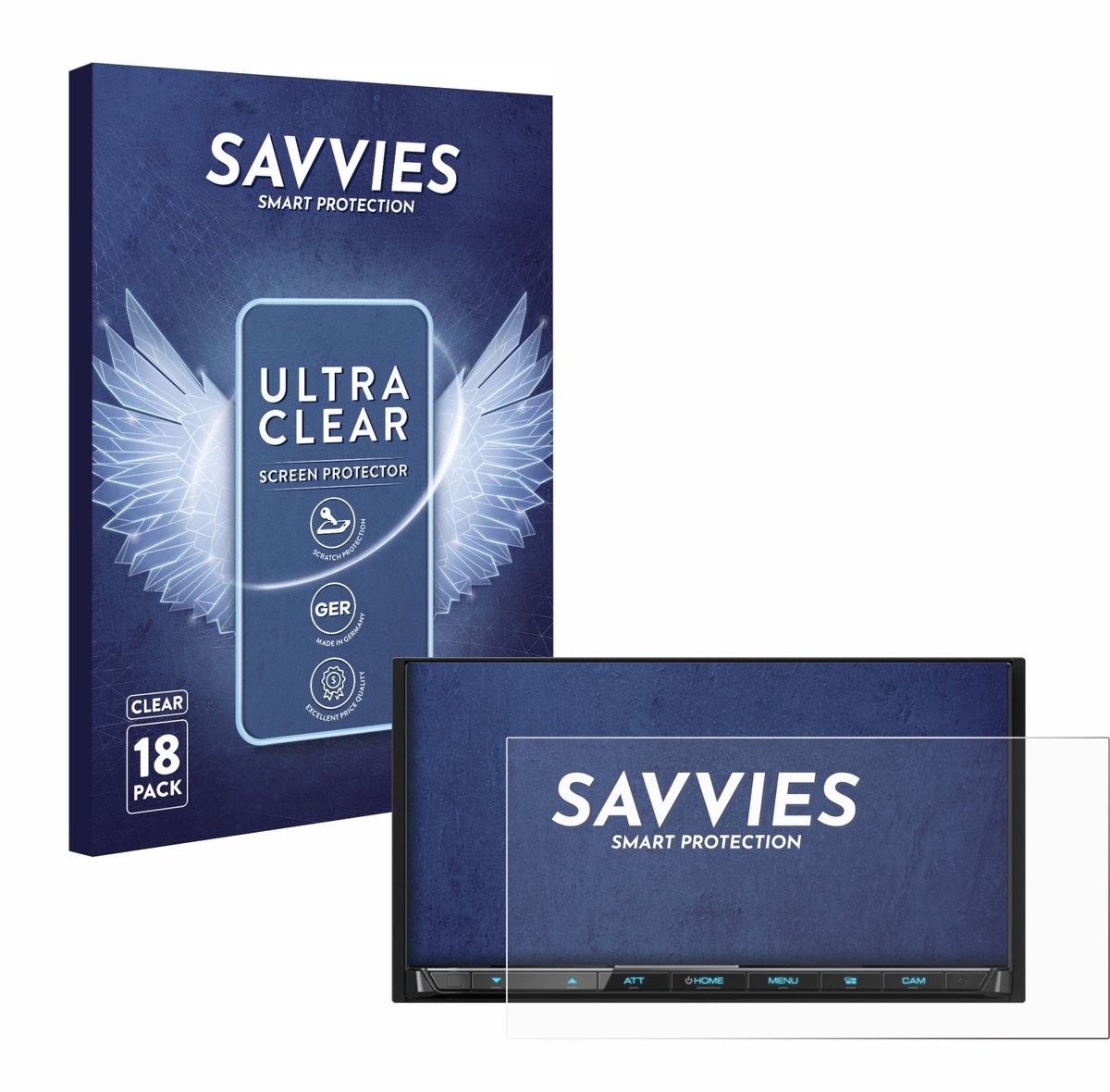 Savvies - Screenprotector voor Kenwood DMX8021DABS - Folie Beschermfolie transparant 18 Stuks