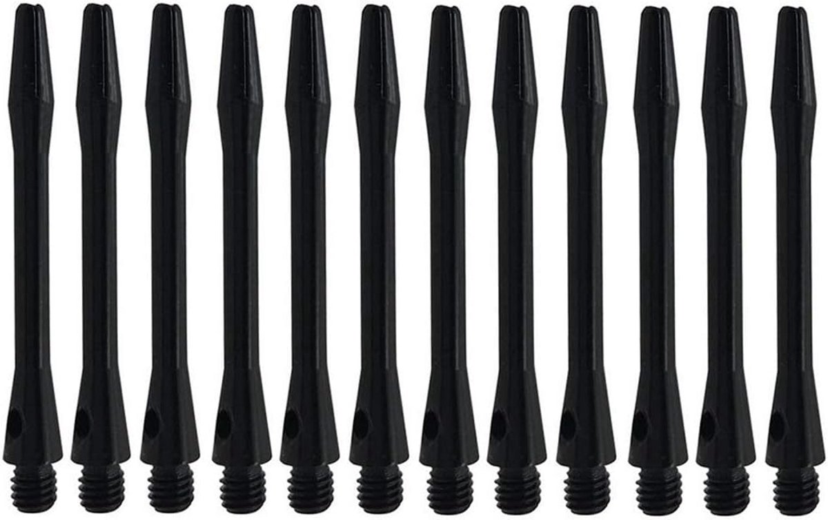 Set van 12 zwarte aluminium dart shafts 45 mm medium met 2BA schroefdraad