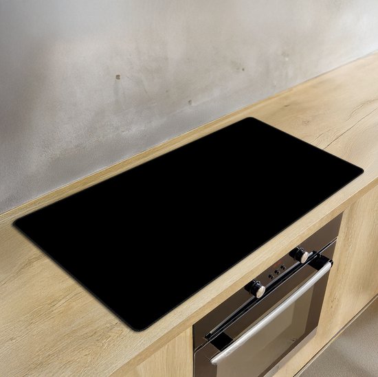 KitchyMist Inductie Beschermer 90x52 cm - Zwart Effen - Kookplaat Beschermer - Afdekplaat voor Kookplaat - Inductie Mat - Spatscherm Achterwand Keuken