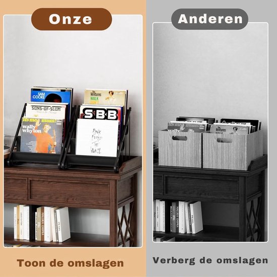 Système de rangement LP SNJY® - Support vinyle - Étagère à disques - 30,6P x 37,4L x 40,1H cm - Zwart