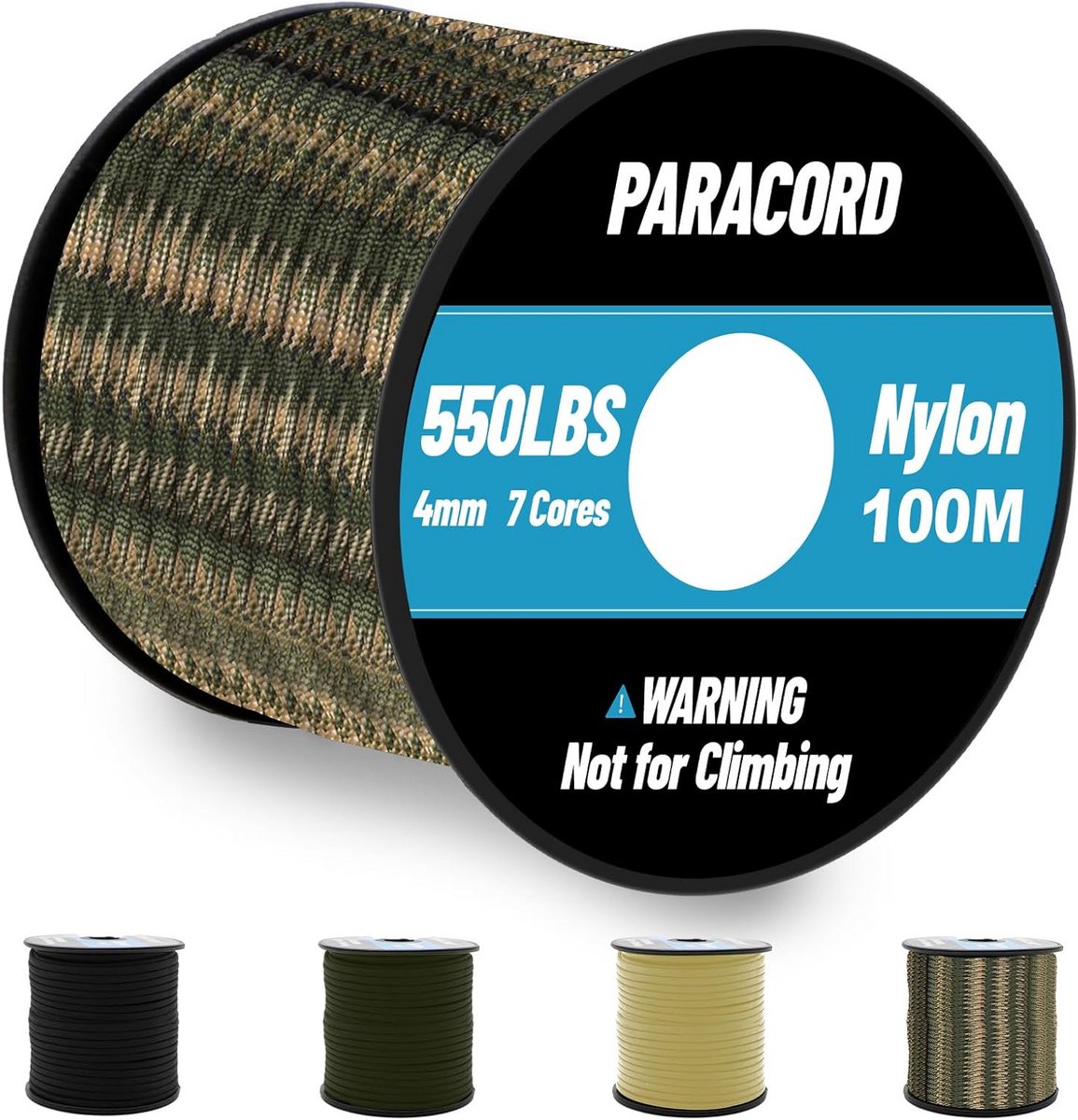 Sterk Paracord 550 Nylon Touw 100 Meter – 4mm, 7 Kernen, Treksterkte 250 kg