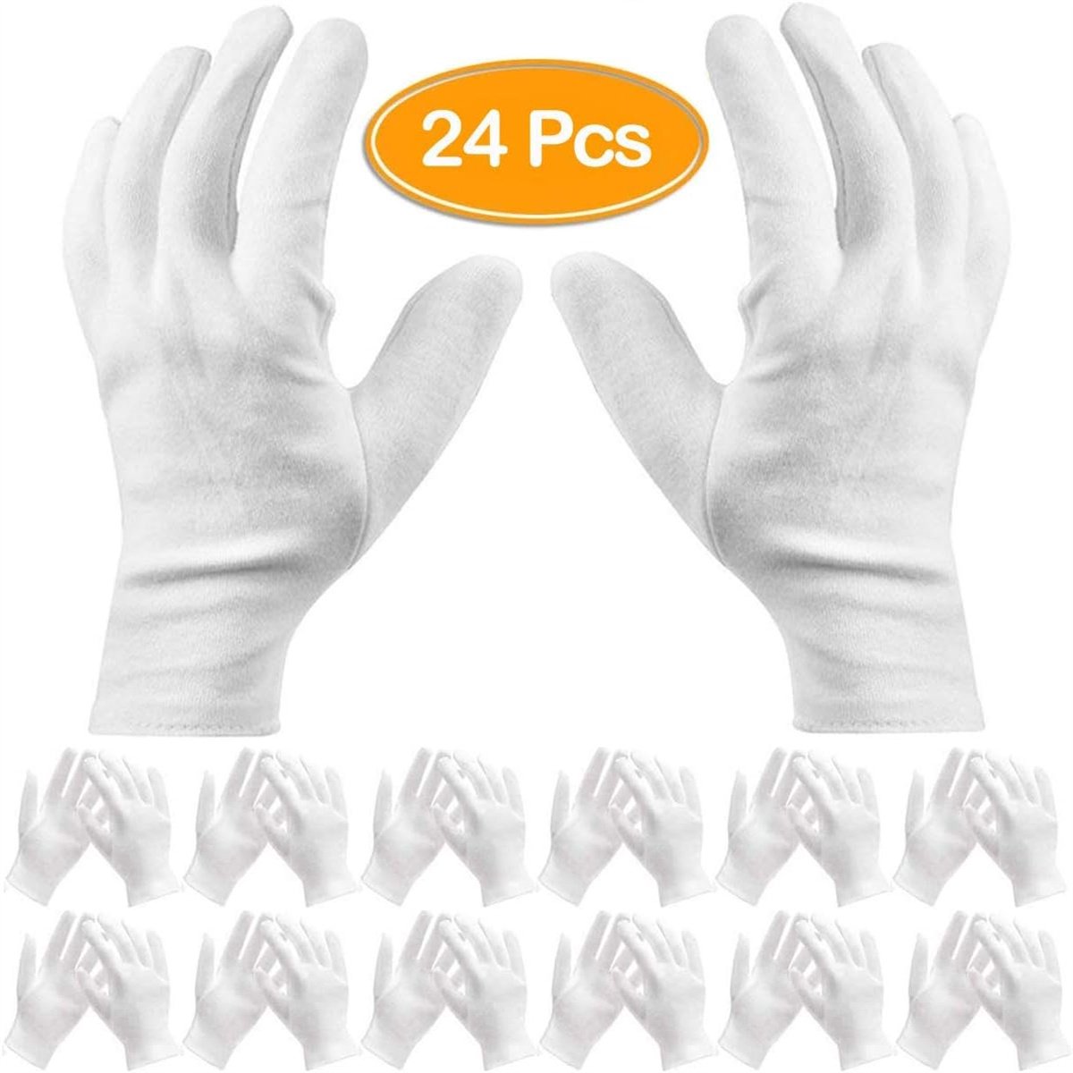 carmdering - 24Stuks/12Paar Witte Katoenen Handschoenen Arbeid Handschoenen Voor Sieraden Waardering Dunne Medium Cleaning Tuinieren Etiquette Levert - Handschoenen - Gloves Cotton